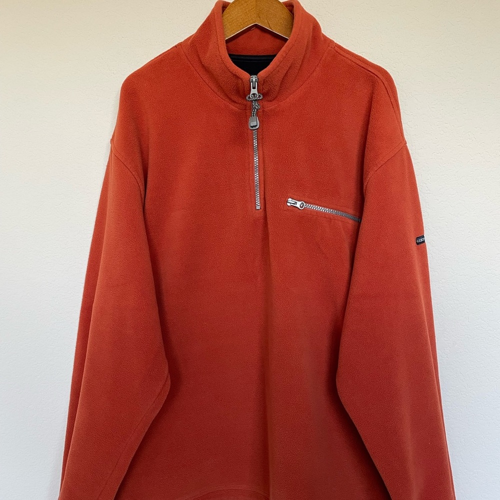 IZOD orange fleece sweatshirt sweater hoodie casual sport winter zipper